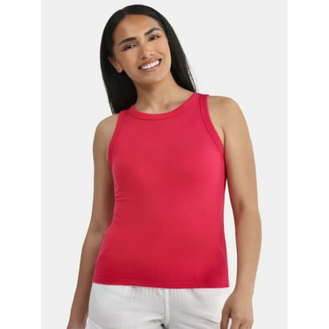 Time and Tru Women's High Neck Ribbed Tank Top, Sizes XS-XXXL