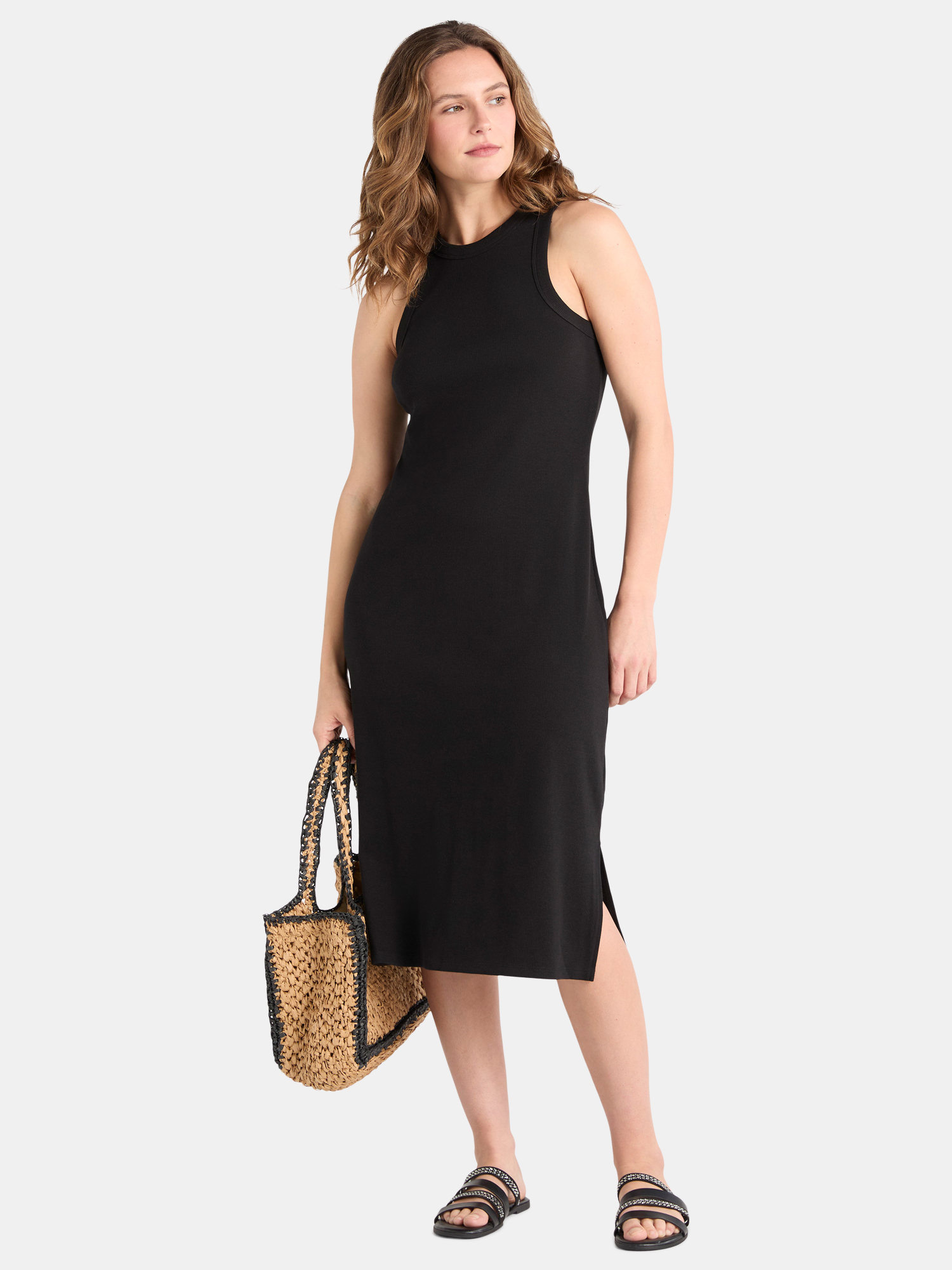 Time and Tru Vestido sin Mangas de Mujer con Cuello Alto, XS-XXXL
