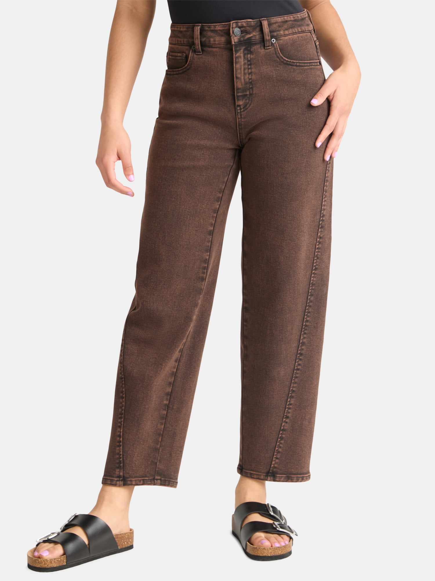 Time and Tru Women's High Rise Barrel Jeans, 26.5" Inseam, Sizes 0-20