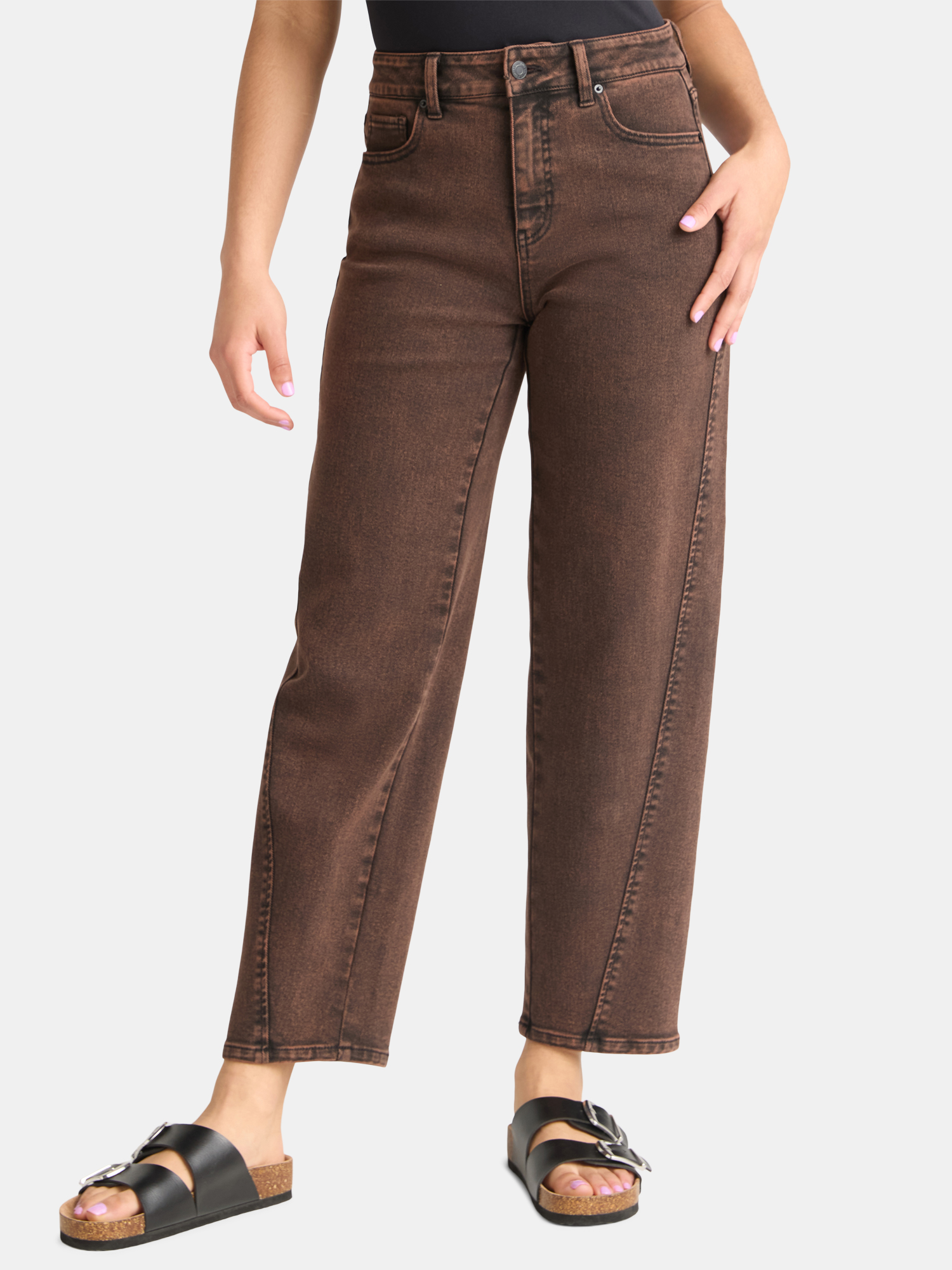 Time and Tru Women's High Rise Barrel Jeans, 26.5"