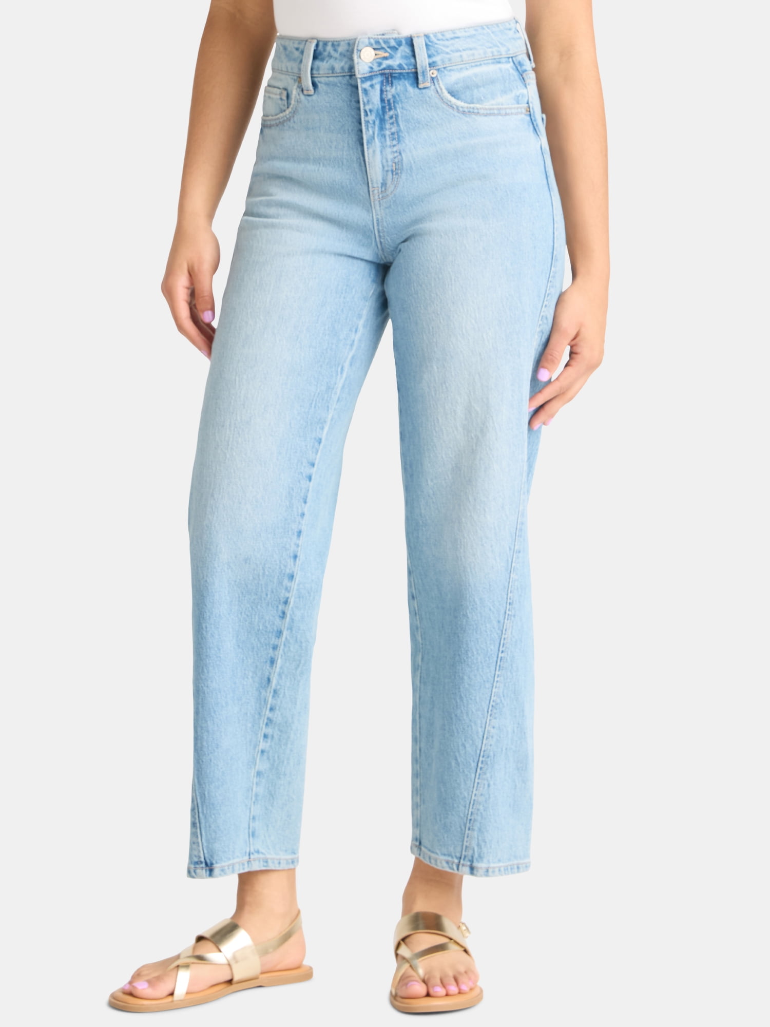 Time and Tru Women's High Rise Barrel Jeans, 26.5" Inseam, Sizes 0-20