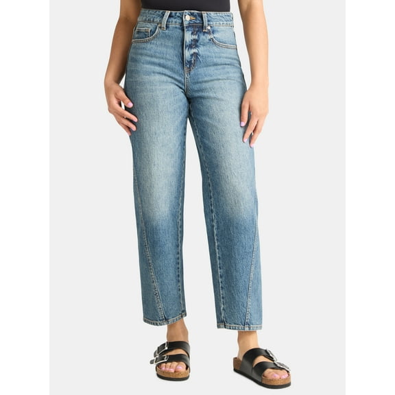 Time and Tru Women's High Rise Barrel Jean, 26.5" Inseam, sizes 2-20