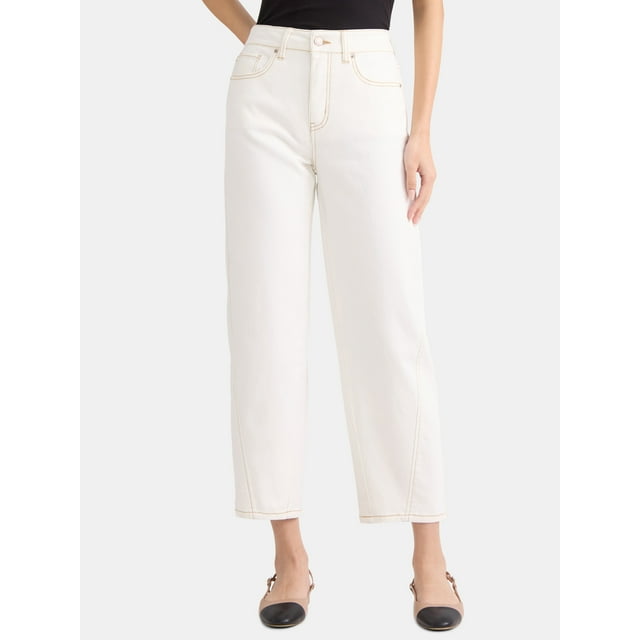 Time and Tru Women's High Rise Barrel Jeans, 26.5" Inseam, Sizes 0-22