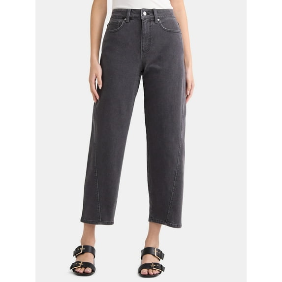 Time and Tru Women's High Rise Barrel Jeans, 26.5" Inseam, Sizes 0-22