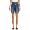 thumbnail image 1 of Time and Tru Women's High Rise Button Fly Denim Bermuda Short, 1 of 5