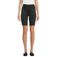 thumbnail image 1 of Time and Tru Women's High Rise Button Fly Denim Bermuda Short, 1 of 5