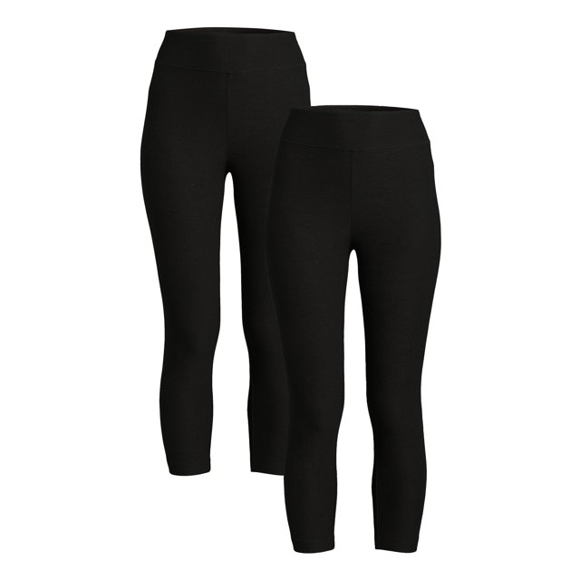 Time and Tru Women’s High Rise Capri Leggings, 2Pack, Sizes XSXXL