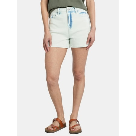 Time and Tru Women's High Rise Denim Carpenter Shorts, 4" Inseam, Sizes 2-20