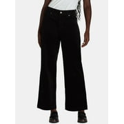 Time and Tru Women’s High Rise Corduroy Wide Leg Pants, Available in 28" and 30" Inseams, Sizes 2-22