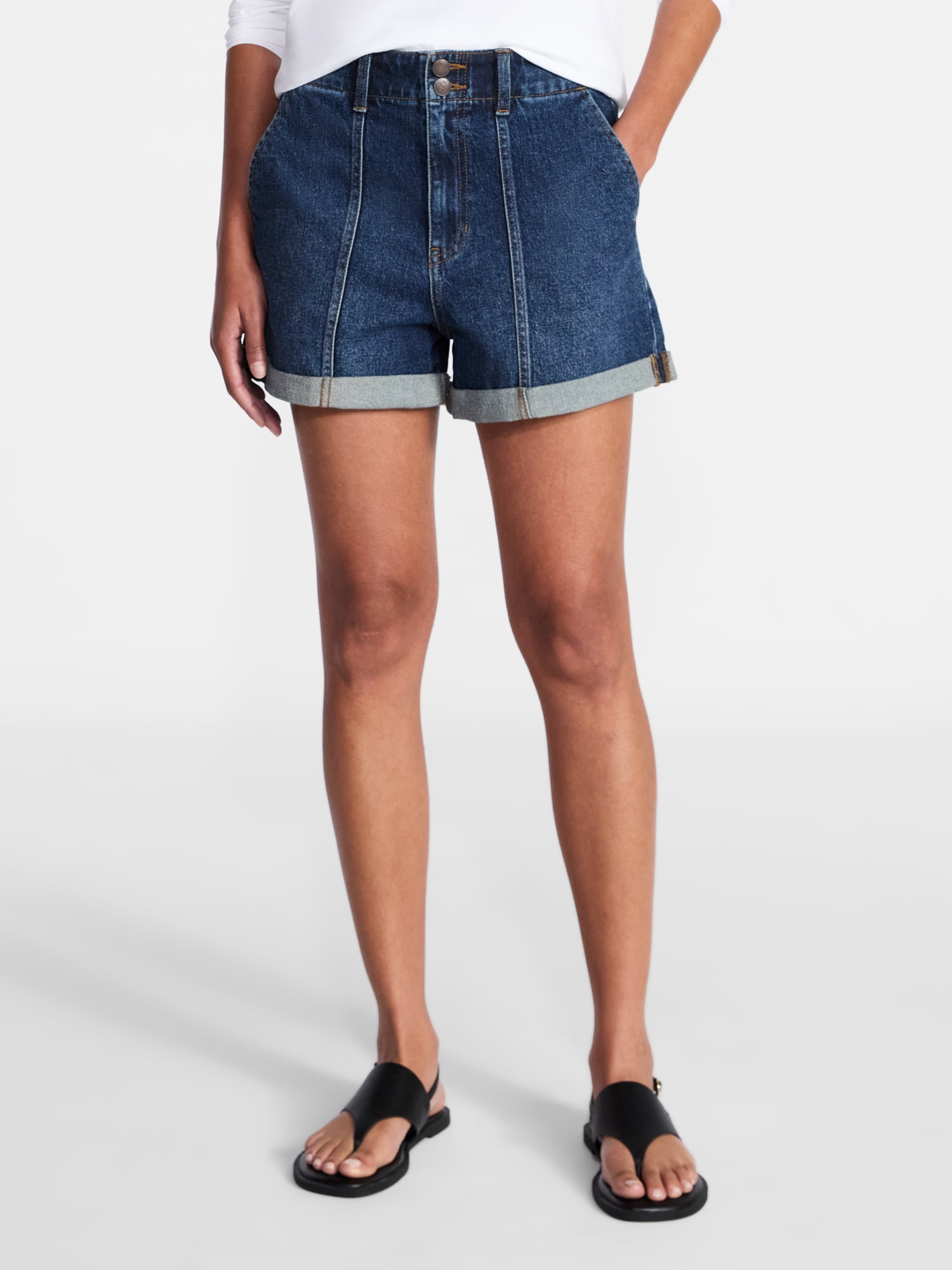 Time and Tru Women's High Rise Utility Shorts, 3.5" Inseam, Sizes 0-22
