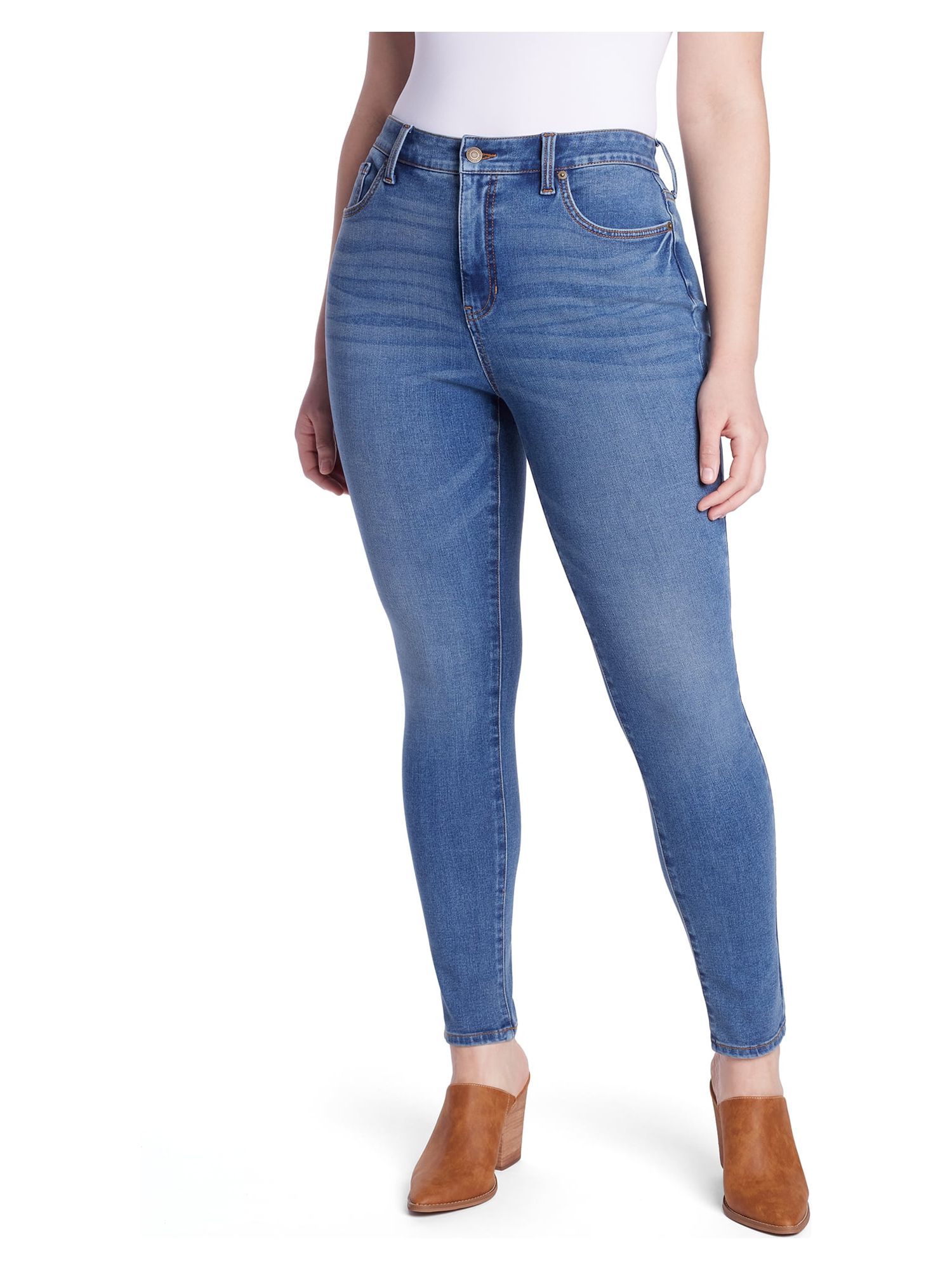 Time and Tru Women s and Women s Plus High Rise Curvy Skinny Jeans 29 Inseam Sizes 0 22 Short Sizes Available Walmart
