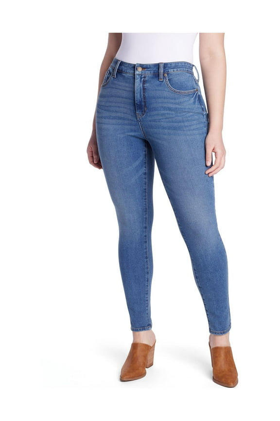 Women's High Rise Curvy Skinny Jeans, Available in Regular and Short Inseams, Sizes 0-22