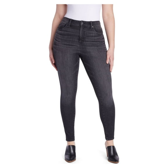 Time and Tru Women's High Rise Curvy Skinny Jeans, Available in Regular and Short Inseams, Sizes 0-22