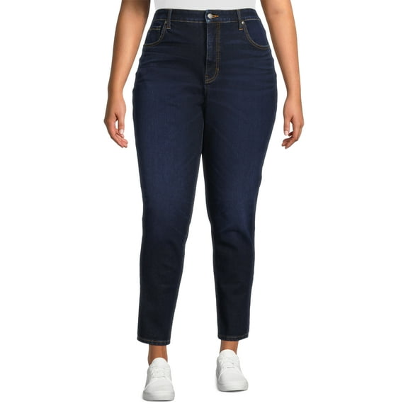 Time and Tru Women's High Rise Curvy Skinny Jeans, Available in Regular and Short Inseams, Sizes 0-22
