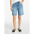 thumbnail image 1 of Time and Tru Women's High Rise Denim Bermuda Shorts, 9" Inseam, Sizes 0-20, 1 of 6