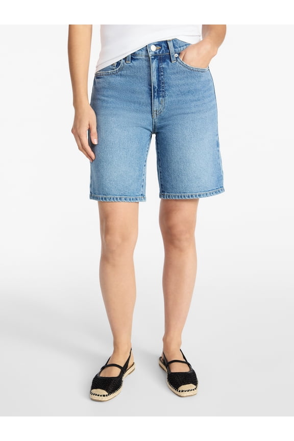 Women's High Rise Denim Bermuda Shorts, 9" Inseam, Sizes 0-20