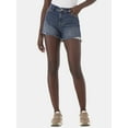 thumbnail image 1 of Time and Tru Women's Destructed Hem High Rise Denim Shorts, 4" Inseam, Sizes 0-20, 1 of 5