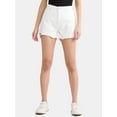 thumbnail image 1 of Time and Tru Women's Destructed Hem High Rise Denim Shorts, 4" Inseam, Sizes 0-20, 1 of 5