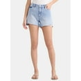 thumbnail image 1 of Time and Tru Women's Destructed Hem High Rise Denim Shorts, 4" Inseam, Sizes 0-20, 1 of 5