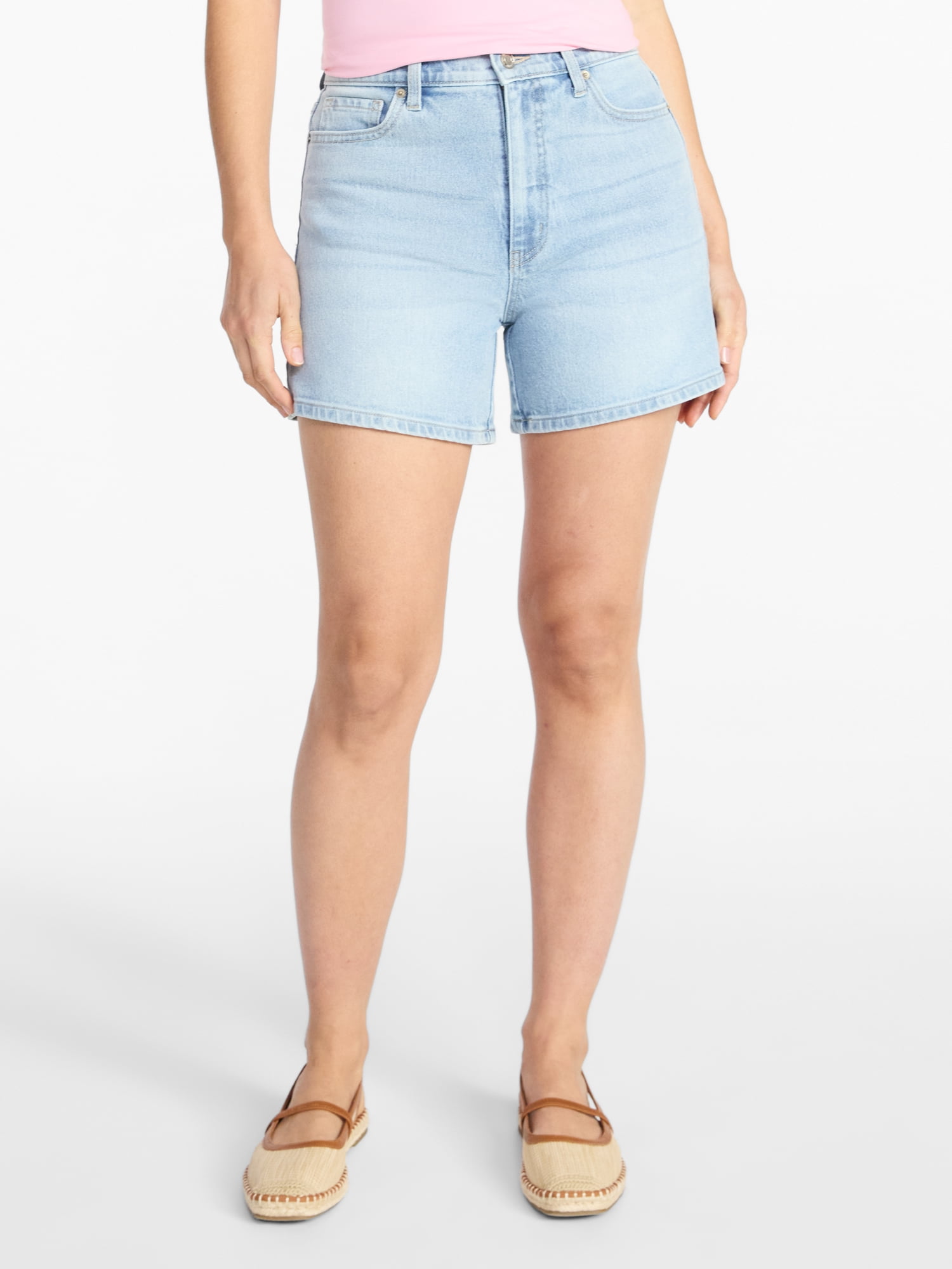 Time and Tru Women's High-Rise Denim Shorts, 5" Inseam, Sizes 0-22