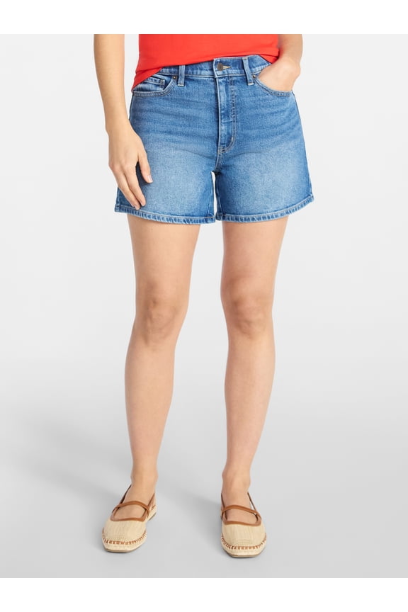 Women's High-Rise Denim Shorts, 5" Inseam, Sizes 0-22