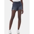 thumbnail image 1 of Time and Tru Women's Destructed Hem High Rise Denim Shorts, 4" Inseam, Sizes 0-20, 1 of 2