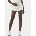 thumbnail image 1 of Time and Tru Women's Destructed Hem High Rise Denim Shorts, 4" Inseam, Sizes 0-20, 1 of 5