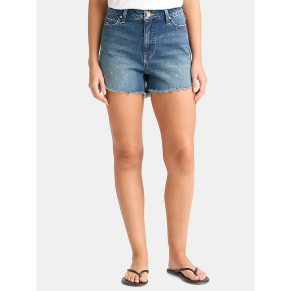 Time and Tru Women's Destructed 4" Denim Short, sizes 2-20