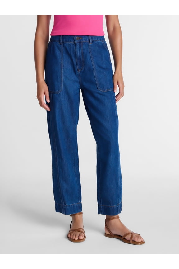 Women's High Rise Drapey Barrel Jeans, 28" Inseam, Sizes XS-XXXL