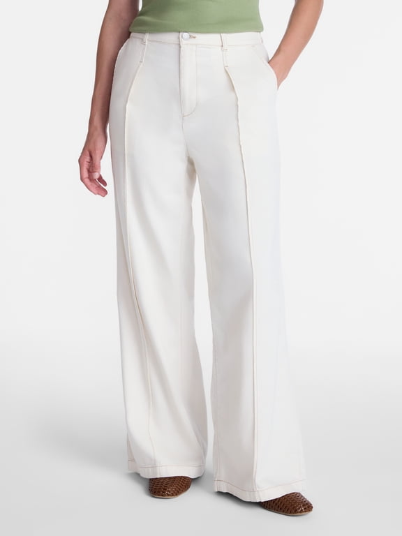Women's High Rise Drapey Pleated Wide Leg Jeans, 30" Inseam, Sizes XS-XXXL