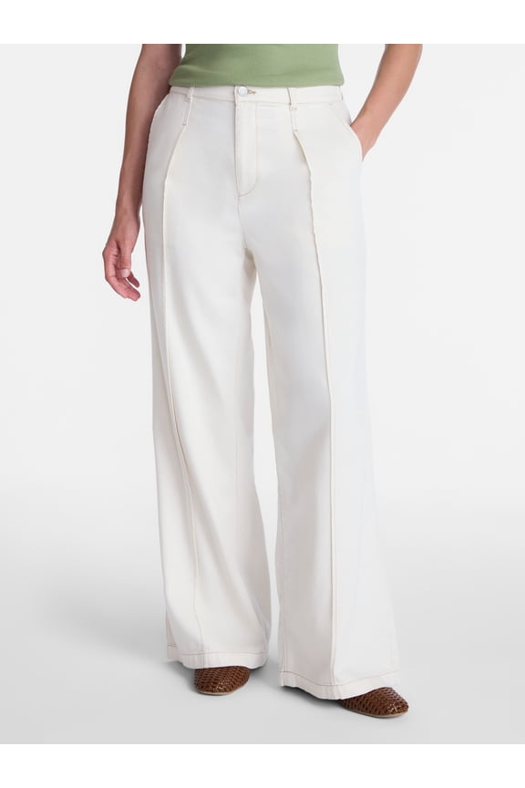 Women's High Rise Drapey Pleated Wide Leg Jeans, 30" Inseam, Sizes XS-XXXL