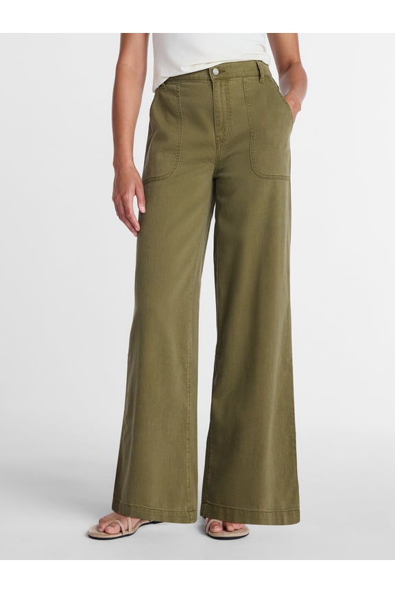 Women's High Rise Draped Utility Jeans, 30" Inseam, Sizes XS-XXXL