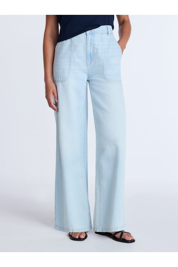 Women's High Rise Draped Utility Jeans, 30" Inseam, Sizes XS-XXXL