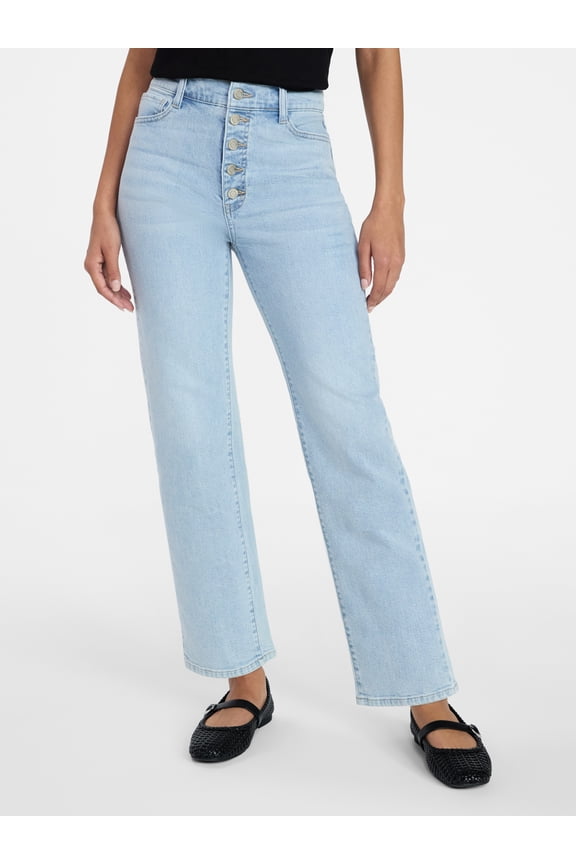 Women's High Rise Button Fly Cropped Jeans, 26.5" Inseam, Sizes 0-22