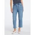 thumbnail image 1 of Time and Tru Women's High Rise Button Fly Cropped Jeans, 26.5" Inseam, Sizes 0-22, 1 of 6