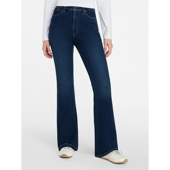 Time and Tru Women's and Women's Plus High Rise Flare Jeans, 31" Inseam Regular, Sizes 0-22