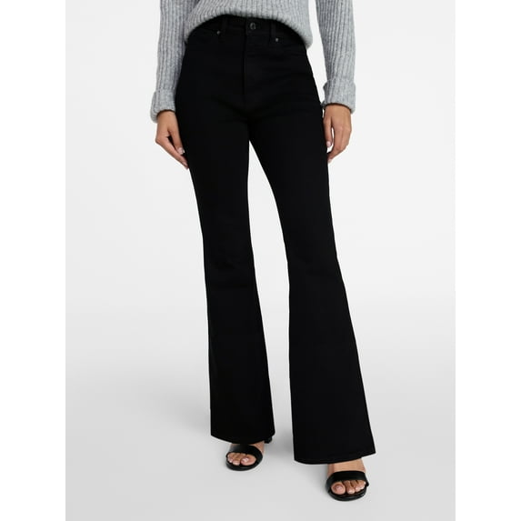 Time and Tru Women's and Women's Plus High Rise Flare Jeans, 31" Inseam Regular, Sizes 0-22