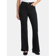Time and Tru Women's High Rise Flare Jeans With Side Seam Details, 32" Inseam, Sizes 0-20