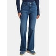 thumbnail image 1 of Time and Tru Women's High Rise Flare Jeans With Side Seam Details, 32" Inseam, Sizes 0-20, 1 of 4