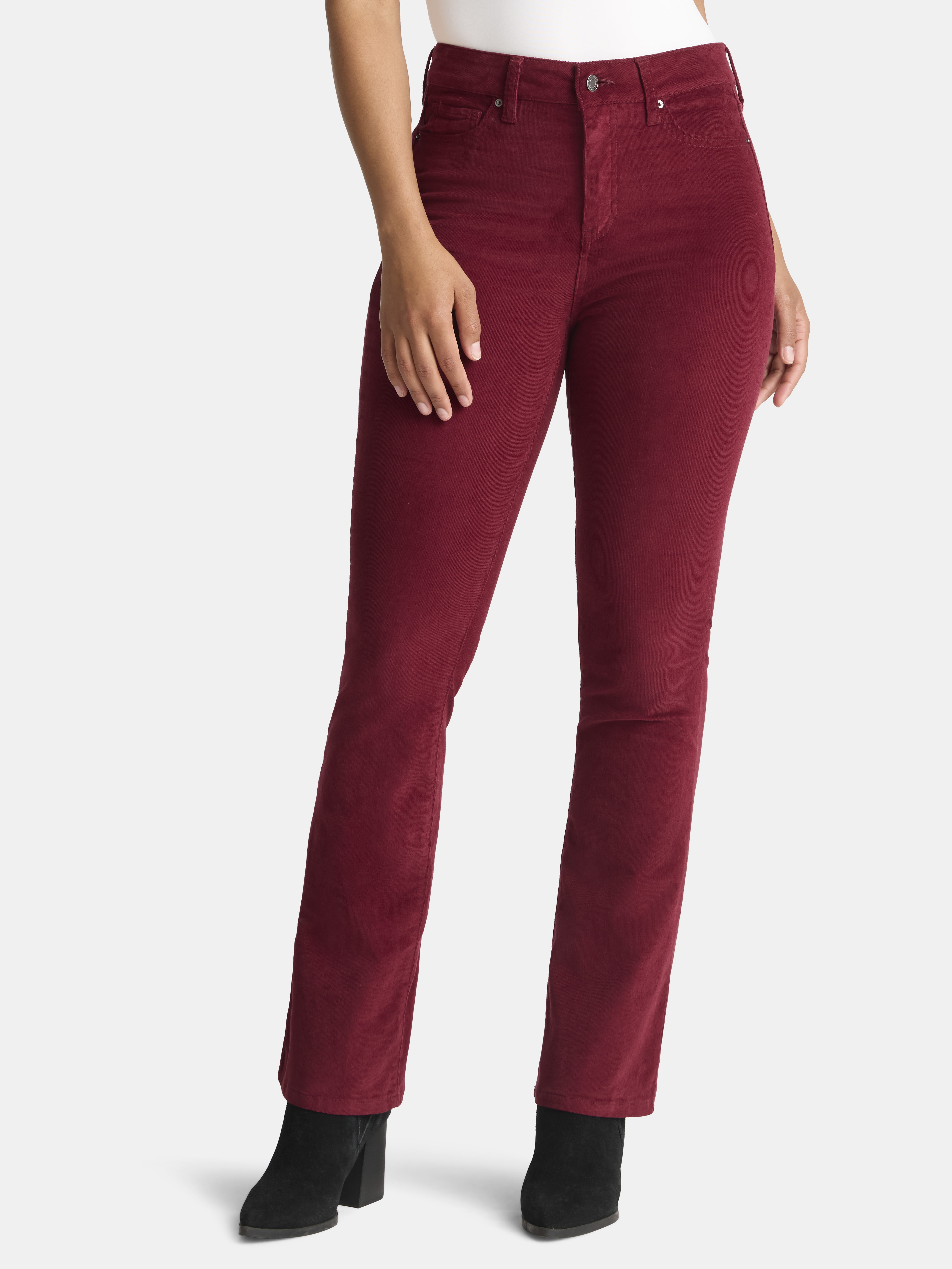 Time and Tru Women's High Rise Corduroy Flare Jeans, 32" Inseam, Sizes 2-22