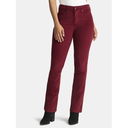Time and Tru Women's High Rise Corduroy Flare Jeans, 32" Inseam, Sizes 2-22