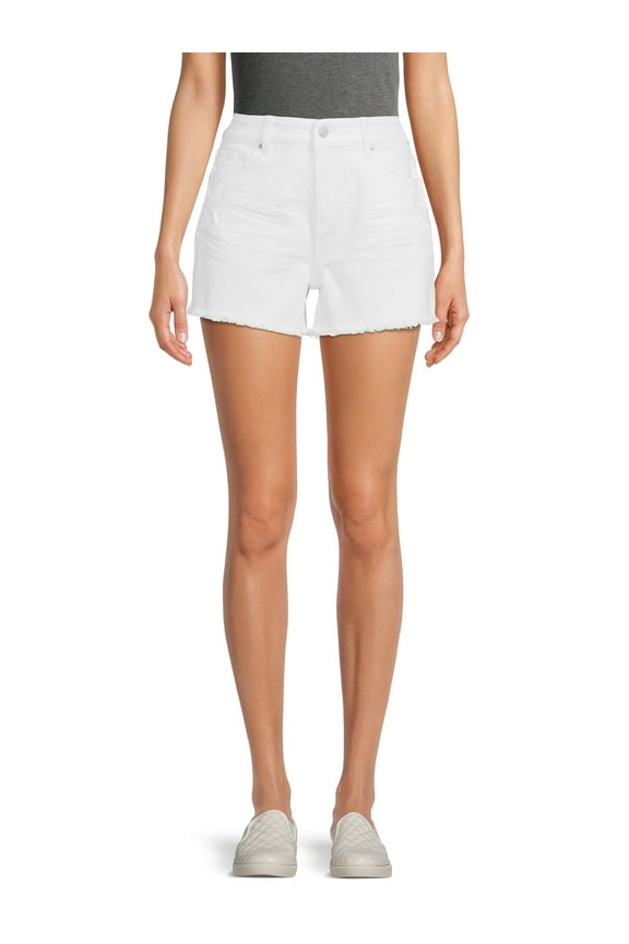 Women's High Rise Frayed Hem Denim Short
