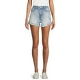 thumbnail image 1 of Time and Tru Women's High Rise Frayed Hem Vintage Denim Short, 1 of 5