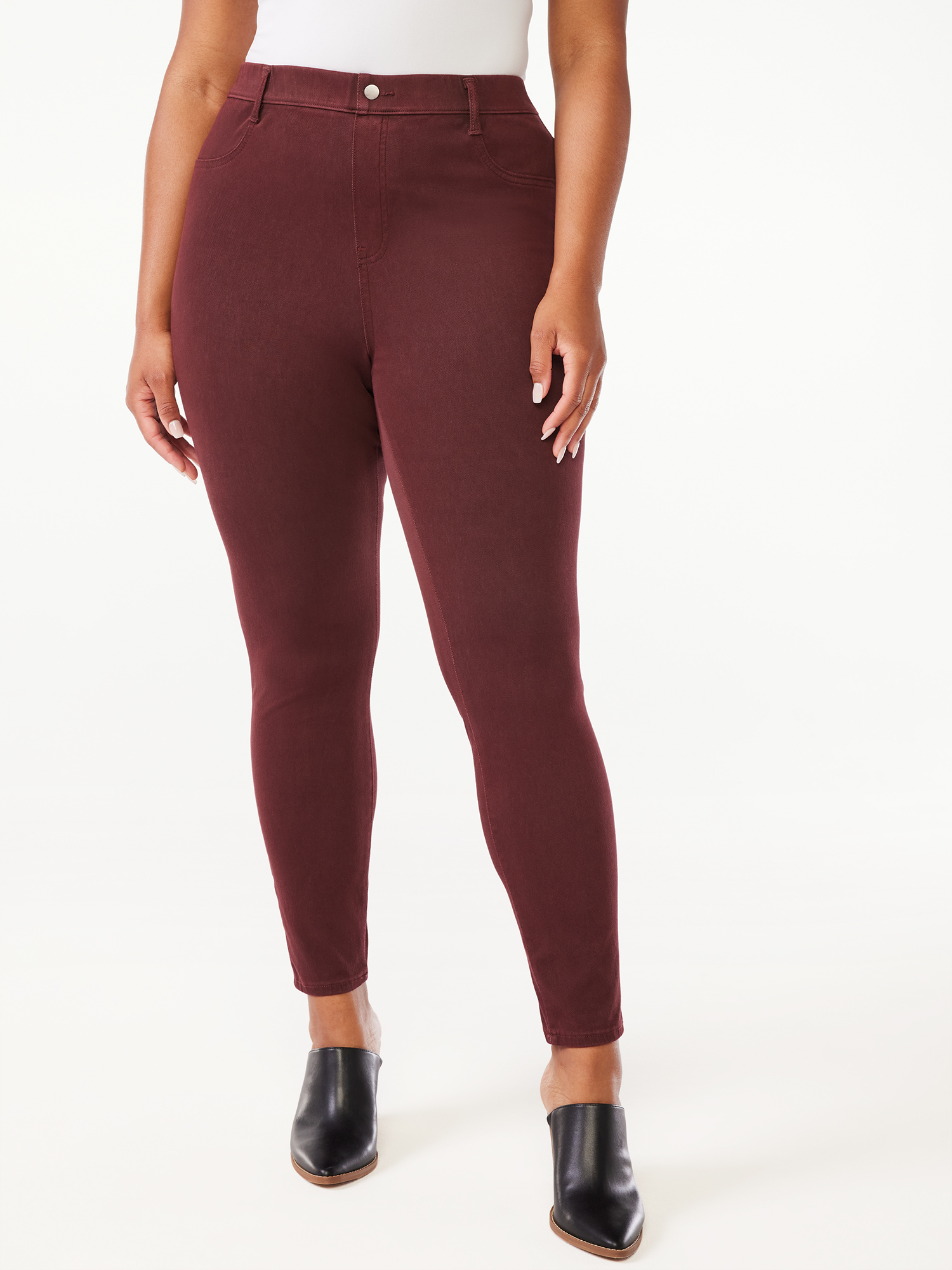 Burgundy jeggings walmart hotsell