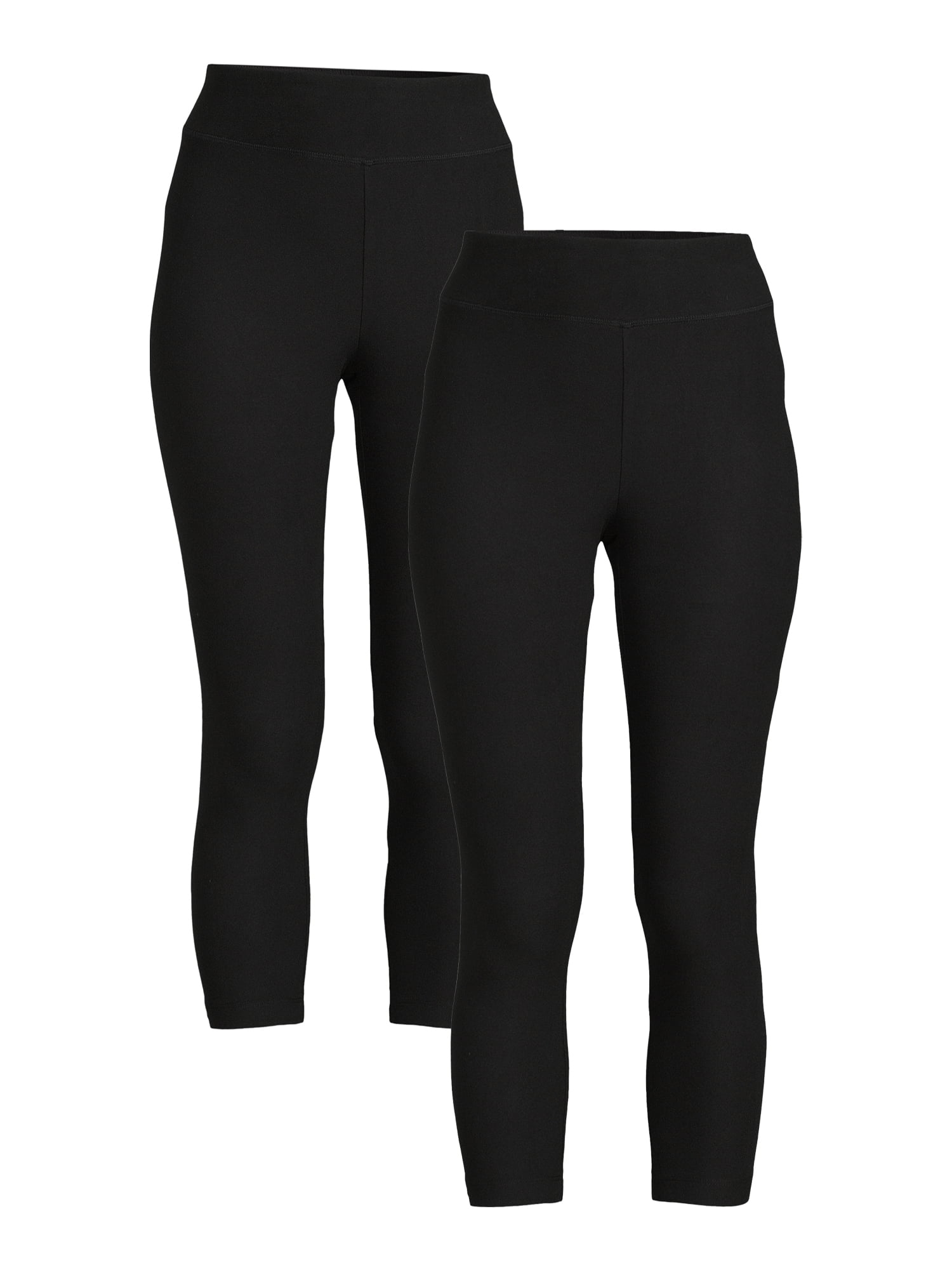 Time and Tru Women's High Rise Knit Capri Leggings, 2Pack