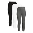 Time and Tru Women's High Rise Knit Capri Leggings, 3Pack