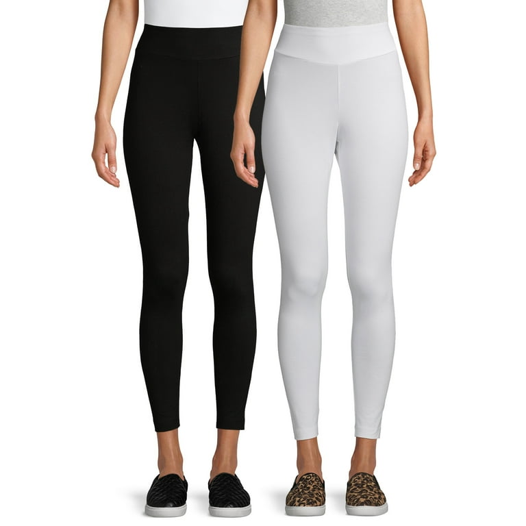 Time and Tru Women's High Rise Knit Leggings, 2-pack 