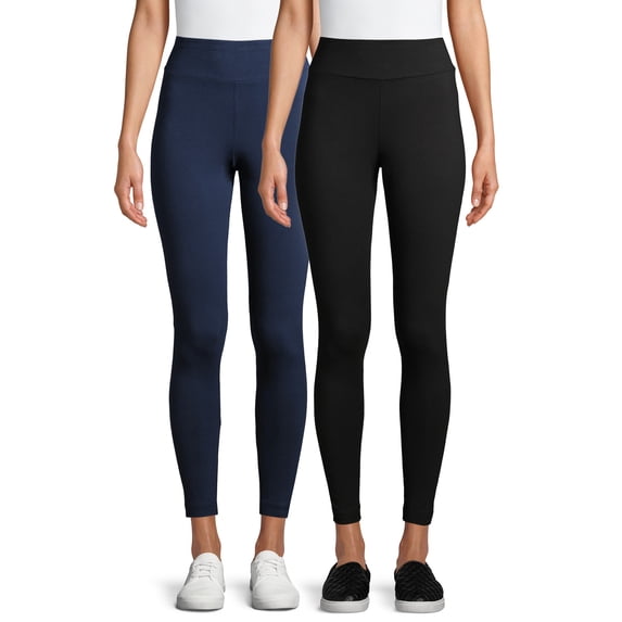 Time and Tru Women's High Rise Knit Leggings, 2-pack