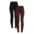 Time and Tru Women's High Rise Knit Leggings, 27" Inseam, 2Pack, Sizes