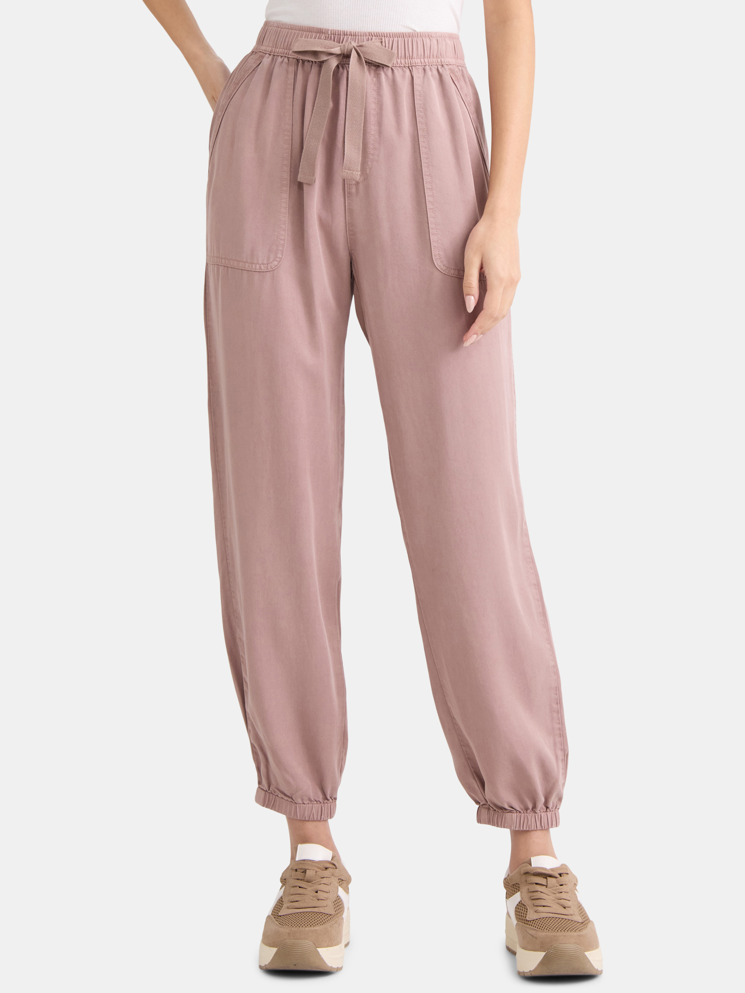 Time and Tru Women's High Rise Parachute Jogger, 28" Inseam, Sizes XS-XXXL